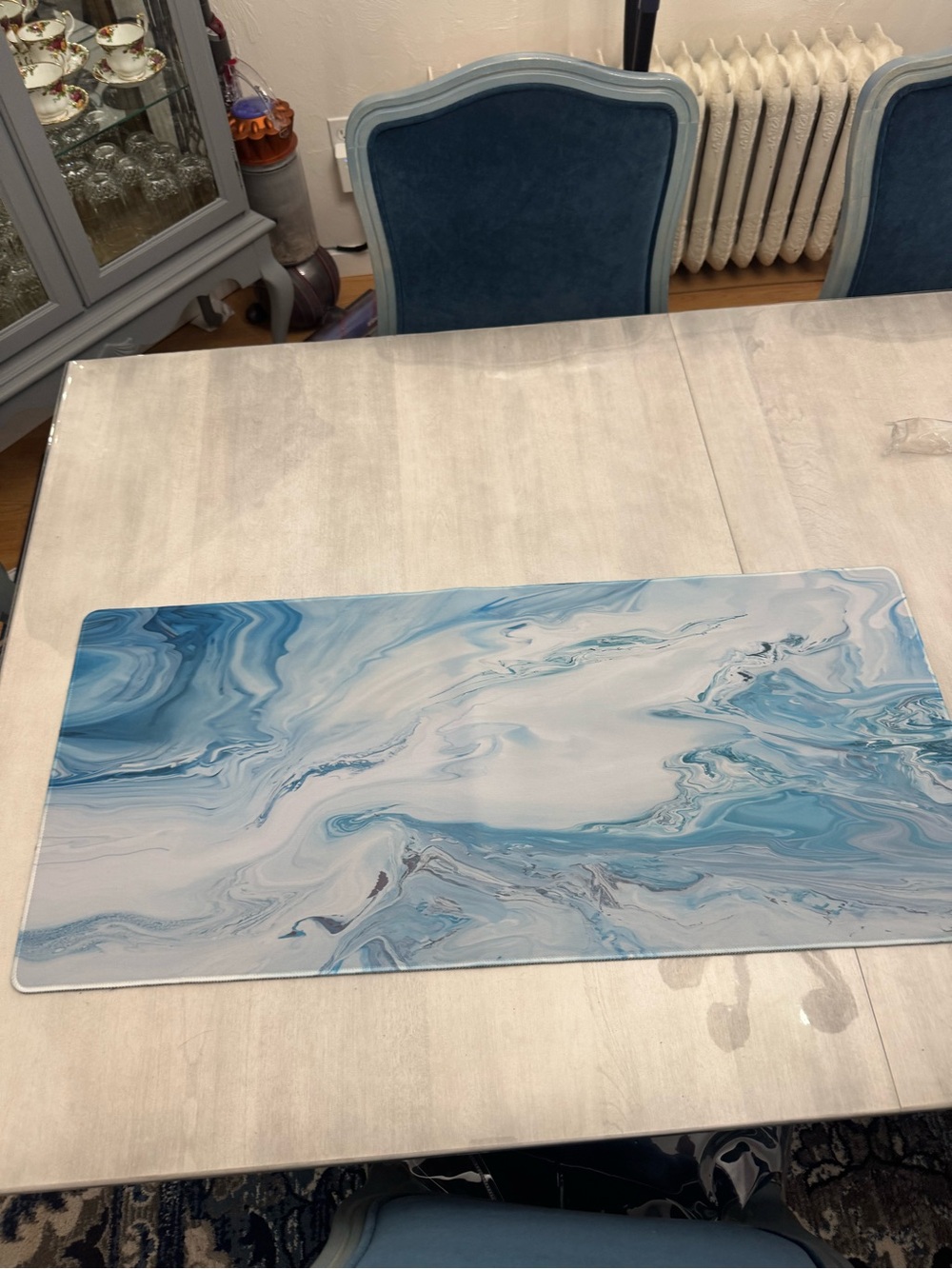 NWOT Blue Marble Print Gaming Desk Mat Non Skid